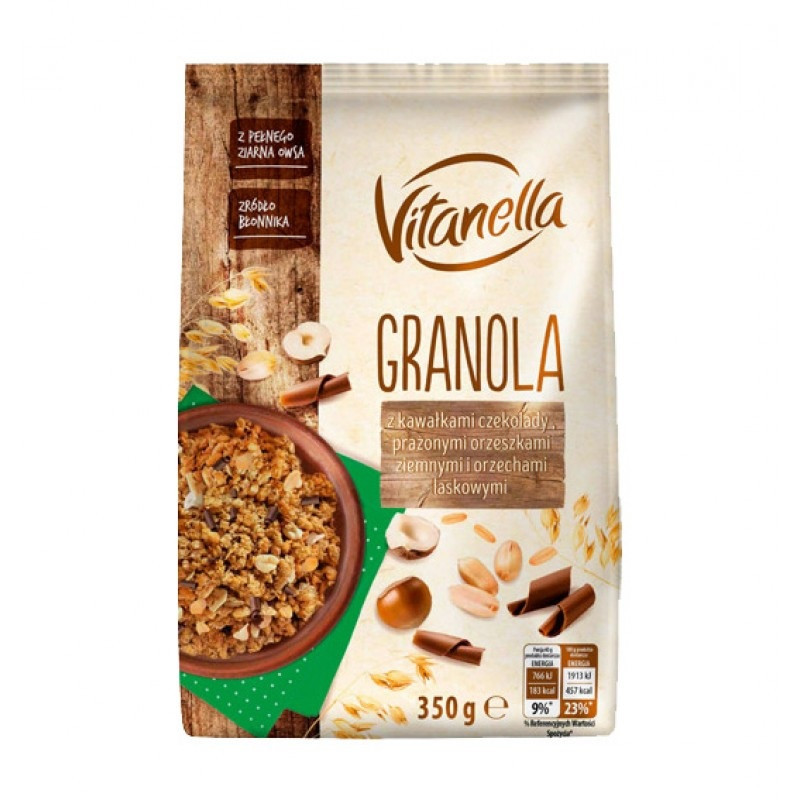 Мюслі з шоколадом та горіхами Granola z Kawalkami Vitanella 350 г Польща