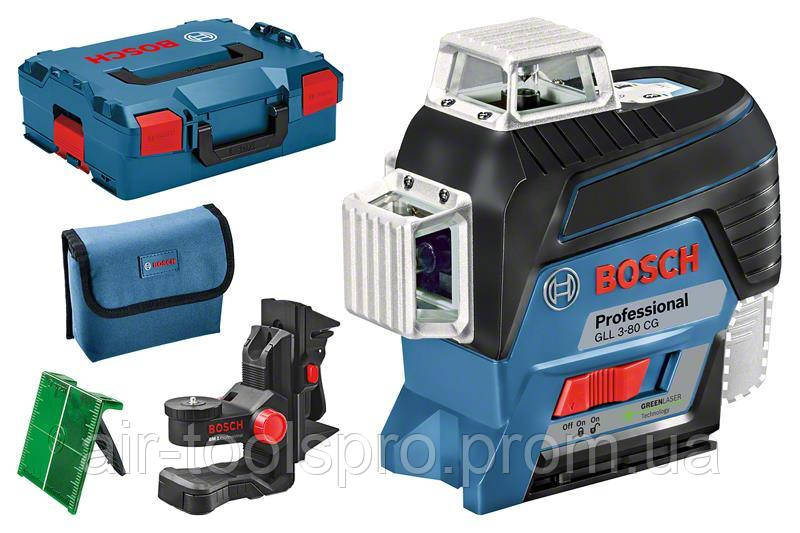 Нівелір лазерний Bosch GLL 3-80 CG, BM 1 + L-Boxx, ± 0.3 мм/м, до 30 м, з приймачем 120 м, 0.82 кг