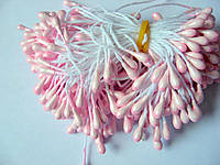 Тычинка для цветка, две головки на нитке, 2х4 мм розовый