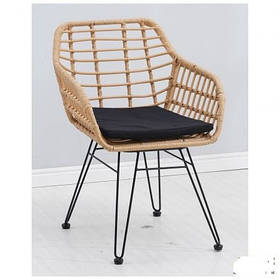 Стілець Tulum чорний,ротанг латте