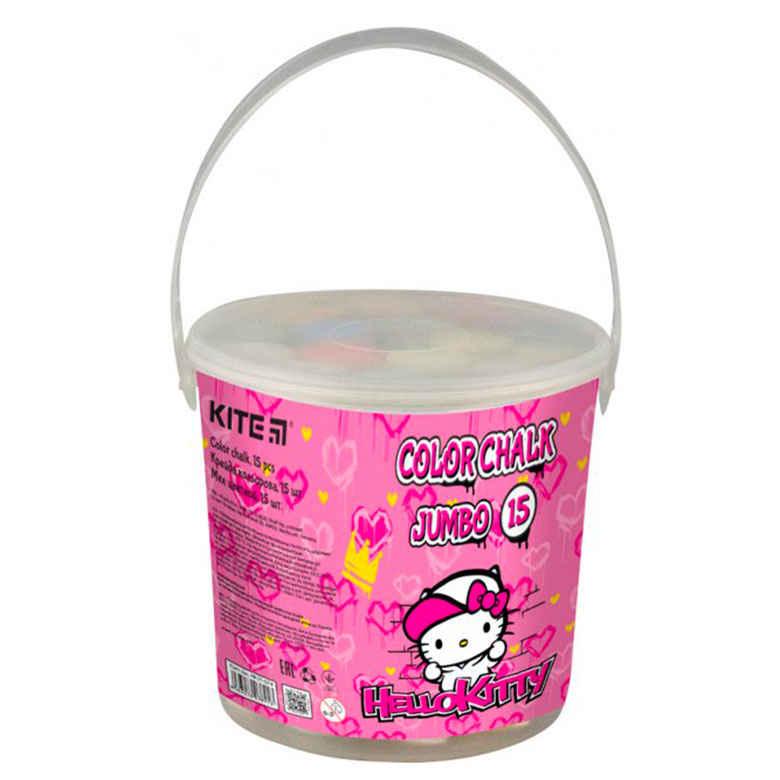 Крейда кол. 15шт. KITE Jumbo у пласт відрі Hello Kitty HK21-074