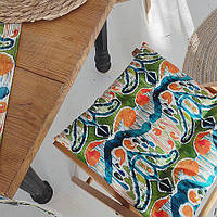 Подушка на стул, табуретку, садовые кресла с завязками с принтом «Этно узор» 40х40х4 см (PZ_21A022)