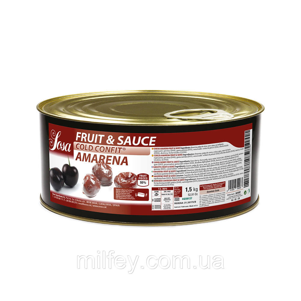 Вишня Амарена в густому сиропі SOSA 1,5 кг, фото 1
