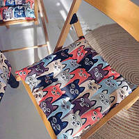 Подушка на стул, табуретку, садовые кресла с завязками с принтом «Коты» 40х40х4 см (PZ_21A020)