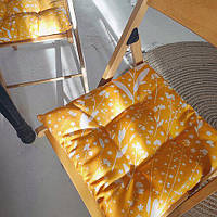 Подушка на стул, табуретку, садовые кресла с завязками с принтом «Белые цветочки» 40х40х4 см (PZ_21A016)