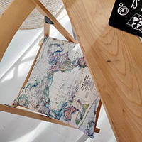 Подушка на стул, табуретку, садовые кресла с завязками с принтом «Карта» 40х40х4 см (PZ_21A009)