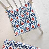 Подушка на стілець із зав'язками Яскравий орнамент 40х40х4 см (PZ_21A006)