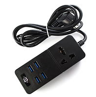Мережевий фільтр подовжувач на 1 розетку та 4 USB 3.1 A Power Socket TB-T06 Чорний