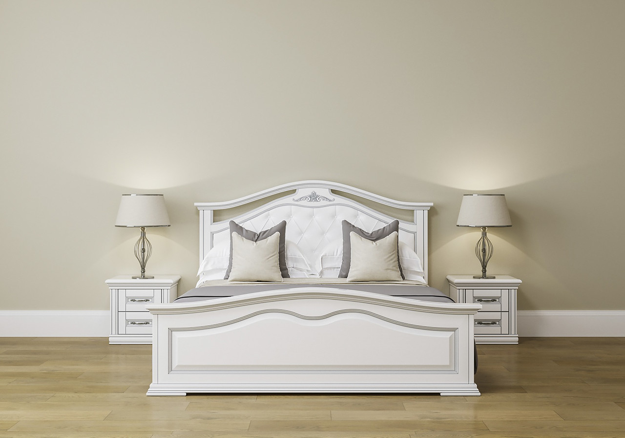 Двоспальне ліжко з масиву дерева в класичному стилі Неаполь Roka , колір молоко