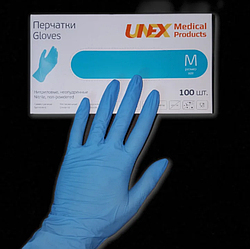 Рукавички нітрилові сині: UNEX (в уп. 100 шт.), неопудрені, нестерильні розмір: M