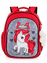 Рюкзак шкільний ортопедичний для дівчинки 1-3 клас Поні Єдиноріг Червоний SkyName R4-403, фото 2