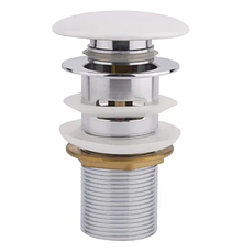 Сифон + Донний клапан для раковини з переливом, колір білий + хром, фото 3