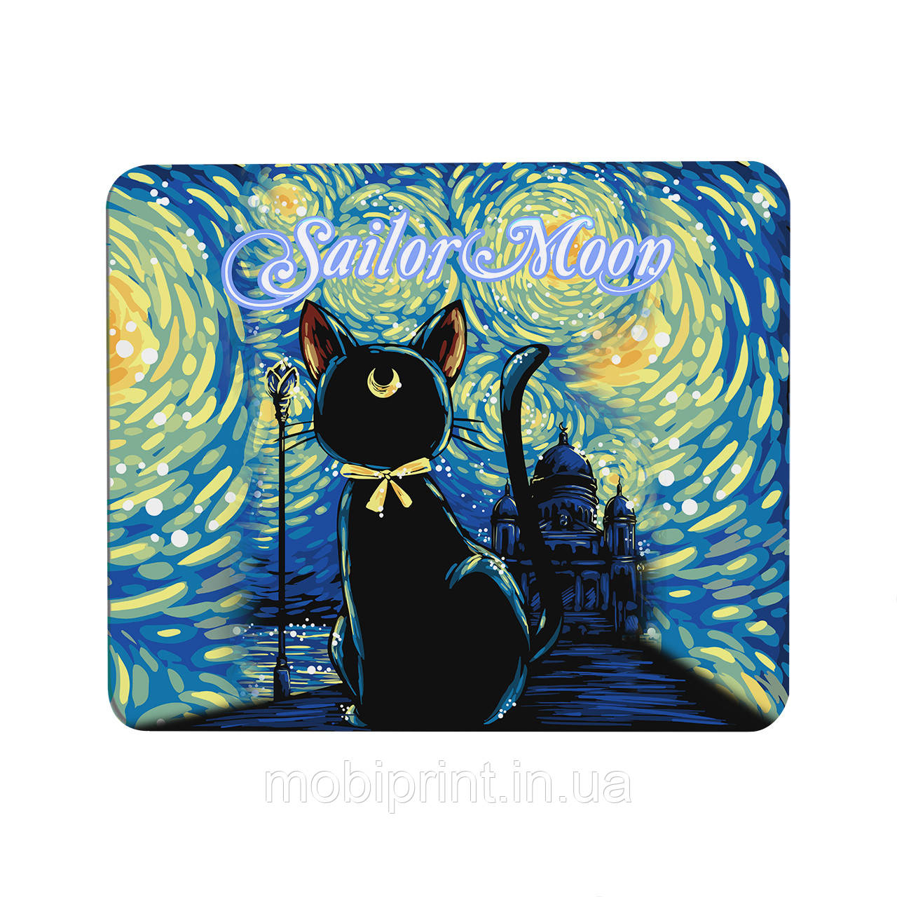 Килимок для мишки Сейлор Мун і Зоряна Ніч Ван Гог (Sailor Moon Cats and van Gogh), коврик комп'ютерний