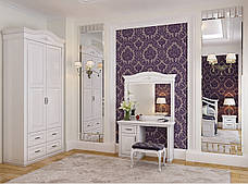 Шафа тридверна з різьбленою короною з масиву дерева в класичному стилі для спальні / вітальні Неаполь Roka , колір білий, фото 3