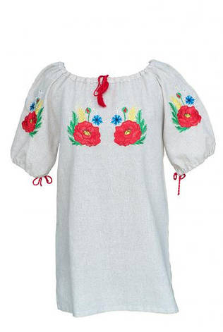 Вишиванка жіноча сірий льон "Маки Польові", фото 1