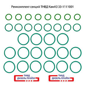Ремкомплект; ПНВТ КамАЗ-740; секції високого тиску; 33-1111001-01; колир зелений;, фото 3