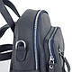 Жіночий шкіряний рюкзак міський 07 синій флотар, фото 7