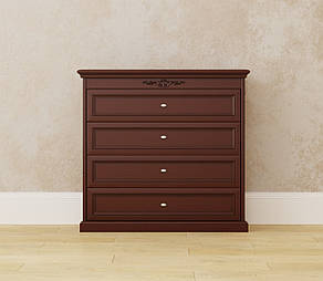 Комод на 4 шухляди в класичному стилі з масиву дерева Грація ROKA, колір горіх, фото 1