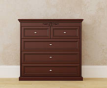 Комод широкий на 5 ящиків в класичному стилі з масиву дерева Грація ROKA, колір на вибір