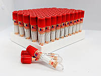 Пробирка вакуумная для забора крови «MEDRYNOK», 4 мл, 13х75 мм, с активатором свертывания, с красной крышкой