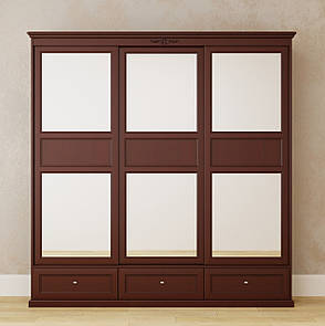 Шафа тридверна в класичному стилі з масиву дерева для спальні / вітальні /передпокою /коридору  Грація ROKA, колір горіх, фото 1