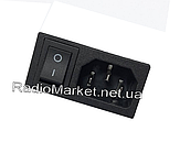 Штекер (вилка) мережевий 3pin з перемикачем, монтажний