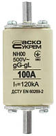 Предохранитель ножевой с плавкой вставкой NH00 100A gG, АСКО-УКРЕМ (A0050010015)