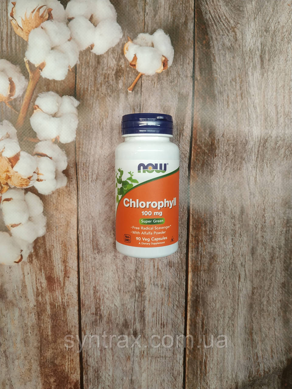 Now Foods Chlorophyll 90 veg caps, бавовна Нау