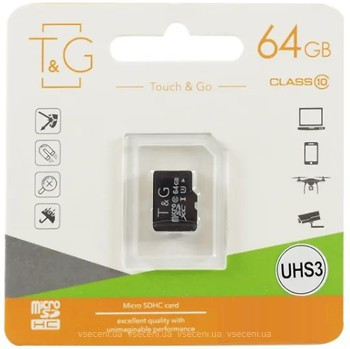 Карта пам'яті microSDHC T&G (UHS-1) 64GBSD class 10 (без адаптера) (Гарантія 3роки)