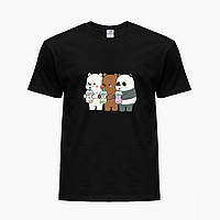 Дитяча футболка для дівчаток Вся правда про ведмедів (We Bare Bears) (25186-2896-BK) Чорний