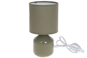 Лампа настільна 26 см з порцеляновою основою і тканинним абажуром, колір — оливковий 14*26 см (242-177)