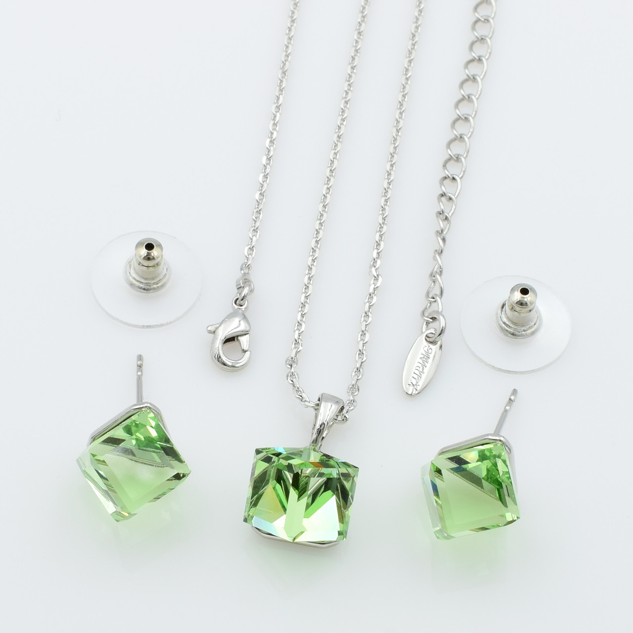 XUPING Комплект Родій Swarovski Ланцюжок Довжина 39.5+5см, Цвяхи Висота 1.1см, Кулон Висота 1.8см