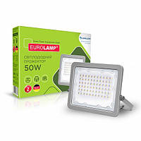 Прожектор LED EUROLAMP 50W 5000K 5000Lm IP65 SMD сірий з радіатором LED-FL-50(gray) (світлодіодний)