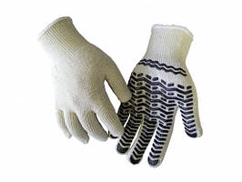 Рукавички будівельні сірі,чорна ПВХ "хвиля"