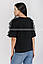Стильна жіноча модна футболка з ажуром,мода 2021,колір чорний., фото 4