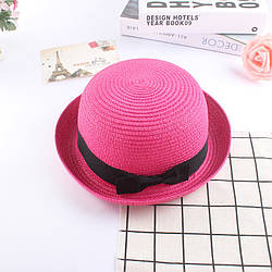 Конотье малинова, солом'яний капелюх жорсткої форми з прямими полями Pink