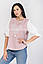 Стильна жіноча футболка з принтом,мода 2021,колір пудра., фото 3