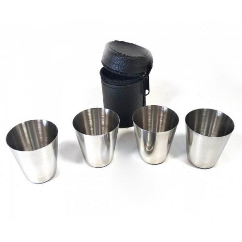 Набір чарок нержавіючих 50 мл у чохлі. Похідний набір чарок., фото 1