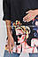 Стильна жіноча подовжена сорочка, з гарним принтом, чорний, фото 2