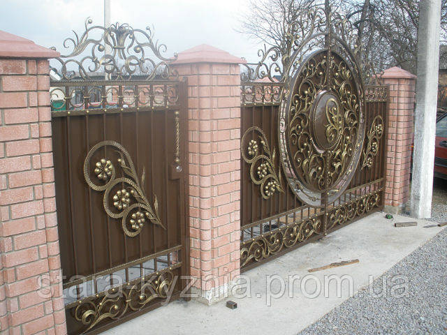 Ворота кованые распашные с калиткой - фото 4 - id-p72411063