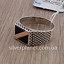 Срібний перстень із чорним каменем і золотом. Чоловіче срібне кільце печатка 20 розмір, фото 6