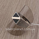 Срібний перстень із чорним каменем і золотом. Чоловіче срібне кільце печатка 20 розмір, фото 7