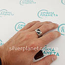 Срібний перстень із чорним каменем і золотом. Чоловіче срібне кільце печатка 20 розмір, фото 10