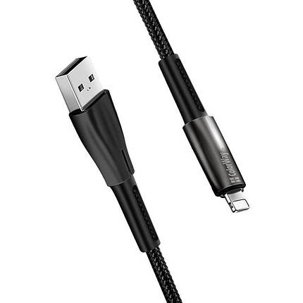 Кабель ColorWay USB-Lightning 2.4А 1m Zinc Alloy Led Black (CW-CBUL035-BK), фото 2