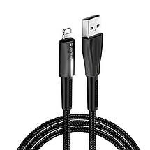 Кабель ColorWay USB-Lightning 2.4А 1m Zinc Alloy Led Black (CW-CBUL035-BK), фото 3