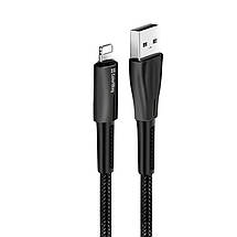 Кабель ColorWay USB-Lightning 2.4А 1m Zinc Alloy Led Black (CW-CBUL035-BK), фото 4