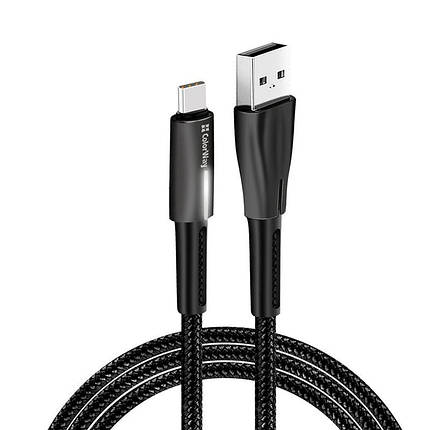 Кабель ColorWay USB-Type-C Zinc Alloy led 2.4А 1m Black (CW-CBUC035-BK), фото 1