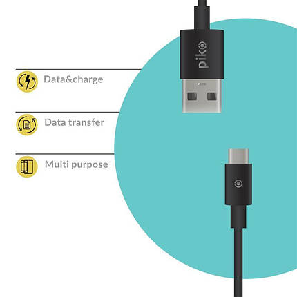 Кабель Piko CB-UT10 USB-Type-C 0.2 m Black (1283126493843), фото 3