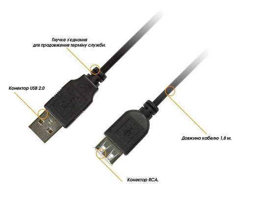 Подовжувач Piko USB-USB 2.0 AM/AF 3m Black (1283126474118), фото 3