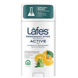 Lafe's Deodorant Stick - Active (Citrus + Bergamot)  без алюмінію, соди, парабенів, триклозану, натуральний, 63 г